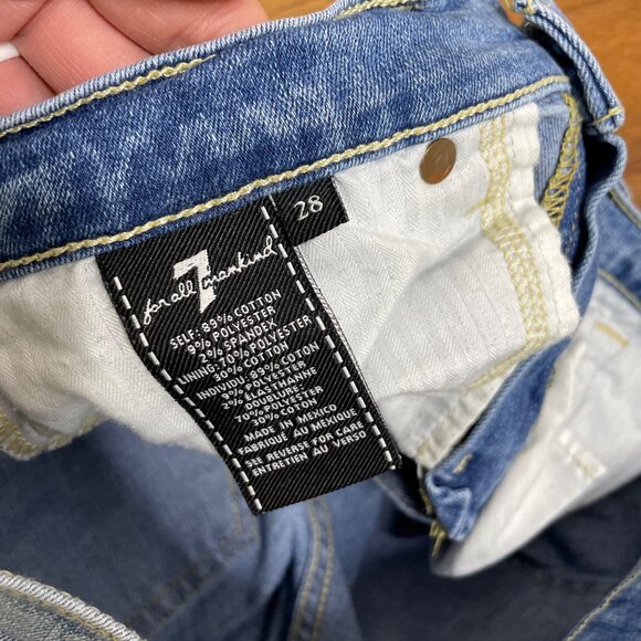 7 For All Mankind Roll Up Short Size 28 Crescent Valley Light Wash Mid Rise - Picture 7 of 9